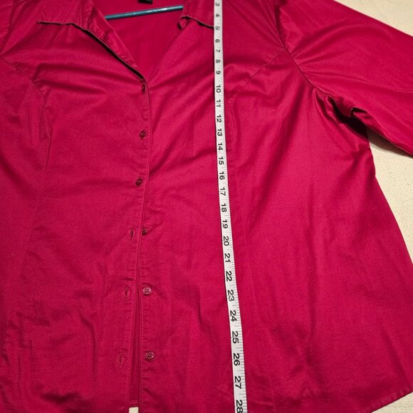 Lane Bryant Fuchsia Blouse Top Shirt w Animal Print sz 28 - Picture 7 of 8